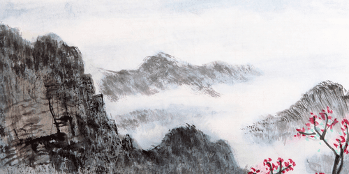 WANDBILD CHINESISCHE LANDSCHAFT IM NEBEL - BILDER VON NATUR UND LANDSCHAFT - BILDER