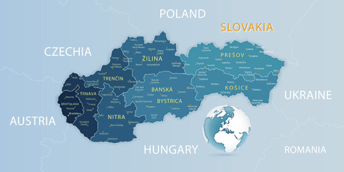 OBRAZ NA KORKU ELEGANTNÁ MAPA SLOVENSKA V MODROM - OBRAZY NA KORKU - OBRAZY