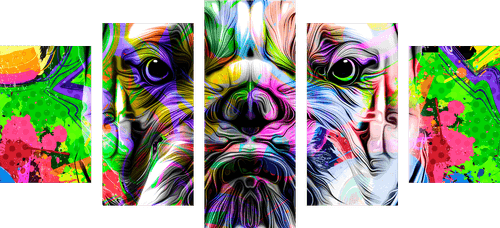 5-TEILIGES WANDBILD POP-ART-BULLDOGGE - POP-ART-BILDER - BILDER