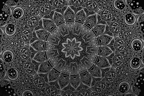 CANVAS PRINT ORIENTAL MANDALA IN BLACK AND WHITE - BLACK AND WHITE PICTURES - PICTURES