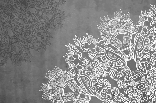 WANDBILD ELEMENTE DES BLUMENMANDALAS IN SCHWARZ-WEISS - SCHWARZ-WEISSE BILDER - BILDER