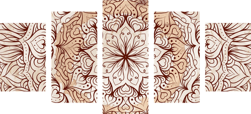 5-TEILIGES WANDBILD ABSTRAKTES ETHNISCHES MANDALA - BILDER MIT FENG SHUI-MOTIVEN - BILDER