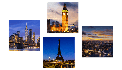 SET OBRAZOV NOČNÉ MESTÁ - ZOSTAVY OBRAZOV - OBRAZY