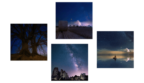 CANVAS PRINT SET MYSTERIOUS NATURE AT NIGHT - SET OF PICTURES - PICTURES