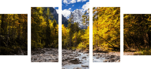 TABLEAU EN 5 PARTIES – PAYSAGE DE MONTAGNE PITTORESQUE - TABLEAUX DE LA NATURE ET DES PAYSAGES - TABLEAUX