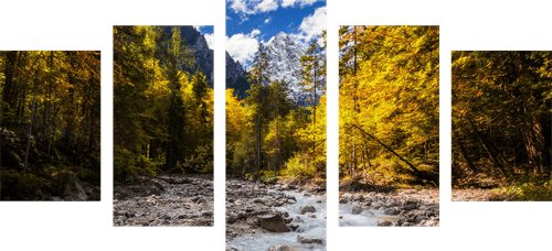 QUADRO IN 5 PARTI PAESAGGIO DI MONTAGNA PITTURESCO - QUADRI DI NATURA E PAESAGGIO - QUADRI