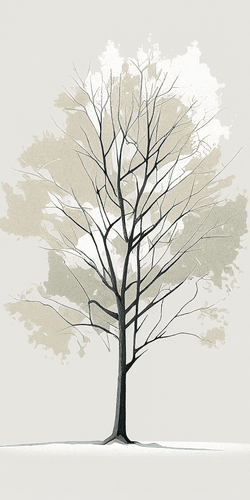 CANVAS PRINT TREE IN A MINIMALIST DESIGN - PICTURES OF TREES AND LEAVES - PICTURES