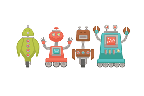 CANVAS PRINT FAMILY OF ROBOTS - CHILDRENS PICTURES - PICTURES