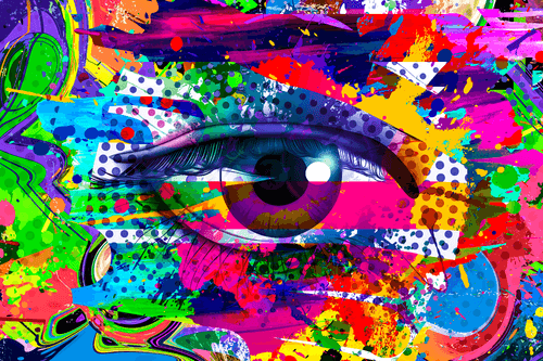 WANDBILD MENSCHLICHES AUGE IM POP-ART-STIL - POP-ART-BILDER - BILDER