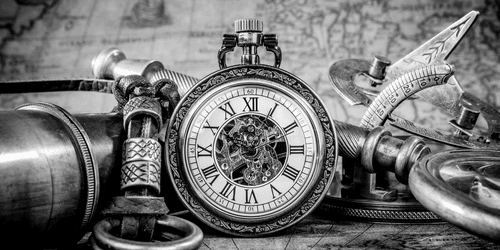 CANVAS PRINT WATCH FROM THE PAST IN BLACK AND WHITE - BLACK AND WHITE PICTURES - PICTURES