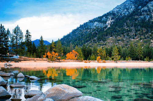 CANVAS PRINT A LAKE IN BEAUTIFUL NATURE - PICTURES OF NATURE AND LANDSCAPE - PICTURES