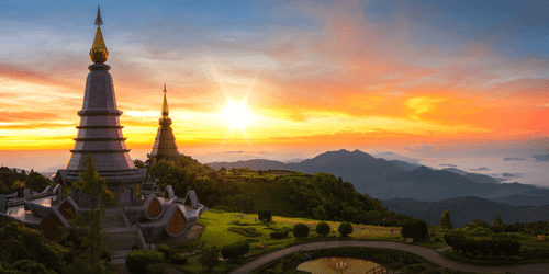 CANVAS PRINT MORNING SUNRISE OVER THAILAND - PICTURES OF NATURE AND LANDSCAPE - PICTURES