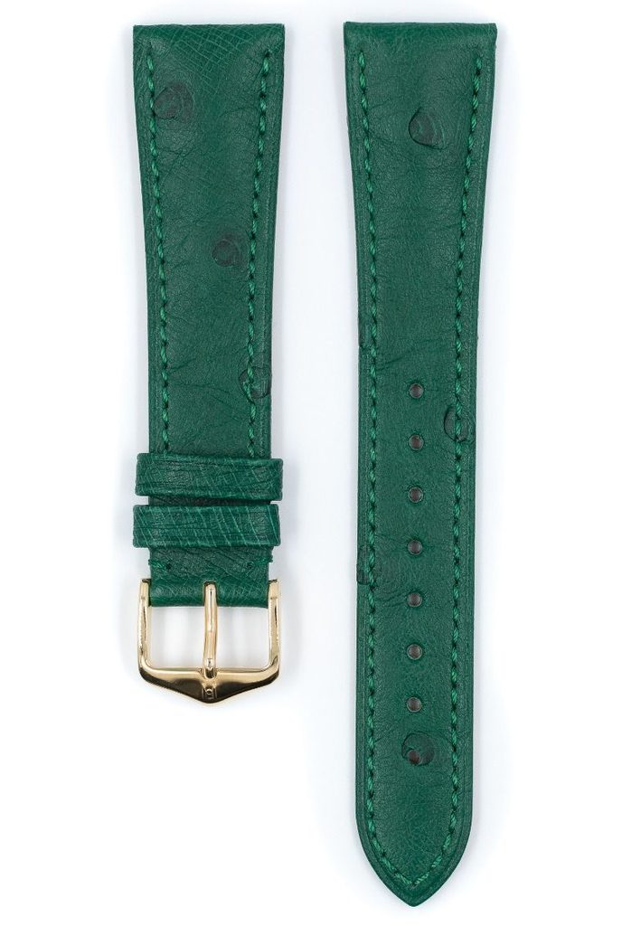 Hirsch MASSAI OSTRICH Leather Watch Strap in GOLD BROWN