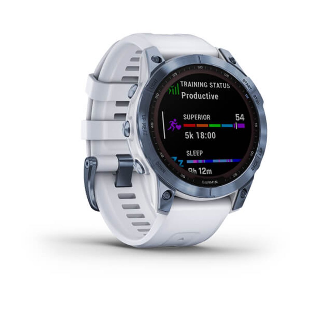 Garmin Fenix 7 PRO Sapphire Solar Titan Blue/ White Silicone Band -  010-02540-25