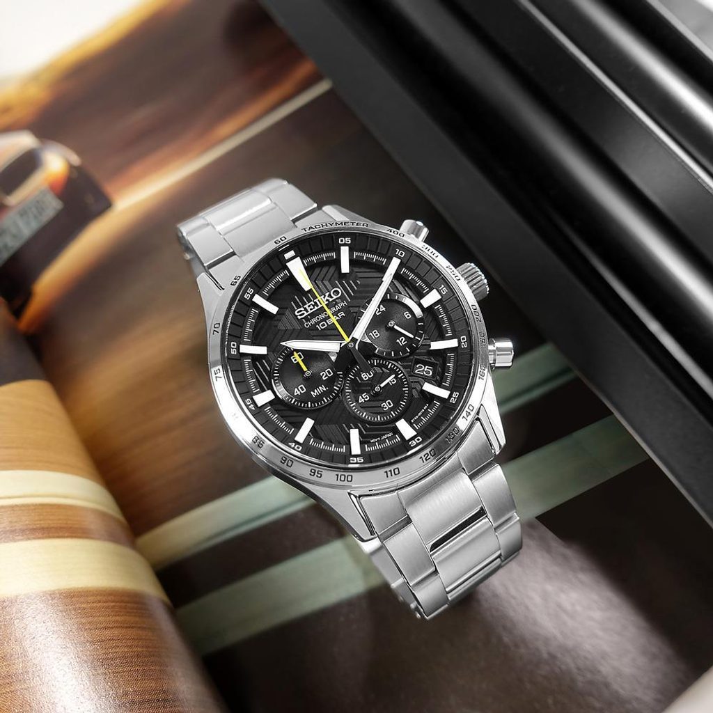 Seiko SSB413P1 Orologio Analogico Da Uomo, Cassa Argento, Movimento Al Quarzo, Calendario, Pulsanti Crono