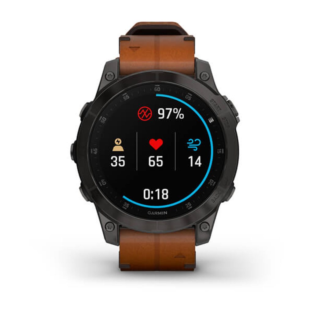 Garmin epix PRO Sapphire Style Titan Black Brown Leather Band