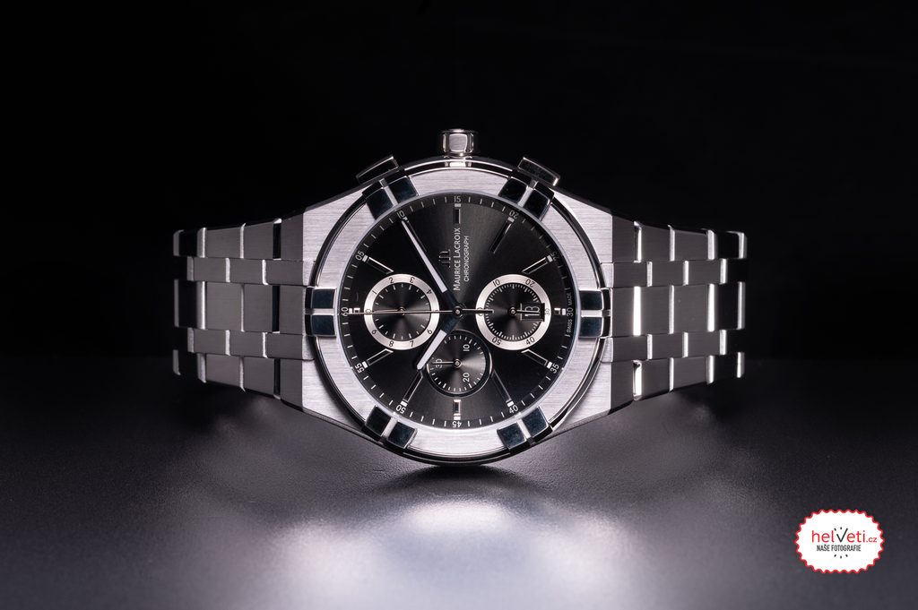 Maurice Lacroix Aikon Cronografo Uomo AI1018-SS001-330-2 - Cassa Acciaio 44mm, Quadrante Nero, Cinturino Gomma