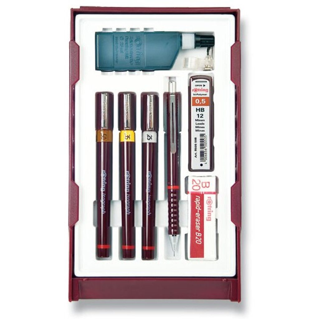 Set of Rotring Isograph College technical pens and mechanical pencil Tikky  0128/1516240