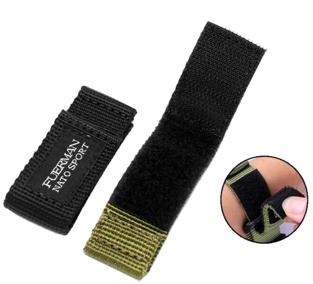 Nylon Velcro strap, black 22 mm