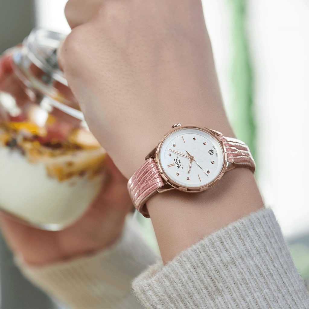 Mido rose deals gold watch