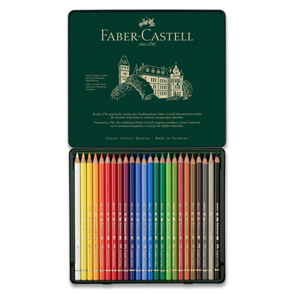 Set of Faber-Castell Polychromos crayons in tin box - 24 colours  0086/1100240 | Helveti.eu