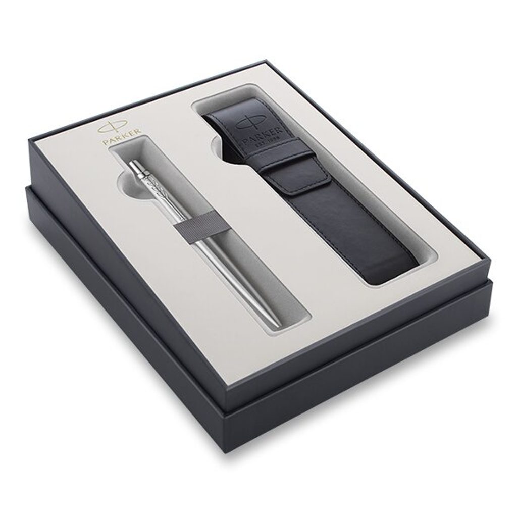 Gift set Parker Jotter XL Monochrome Stainless Steel CT ballpoint pen and  case 1502/1552756