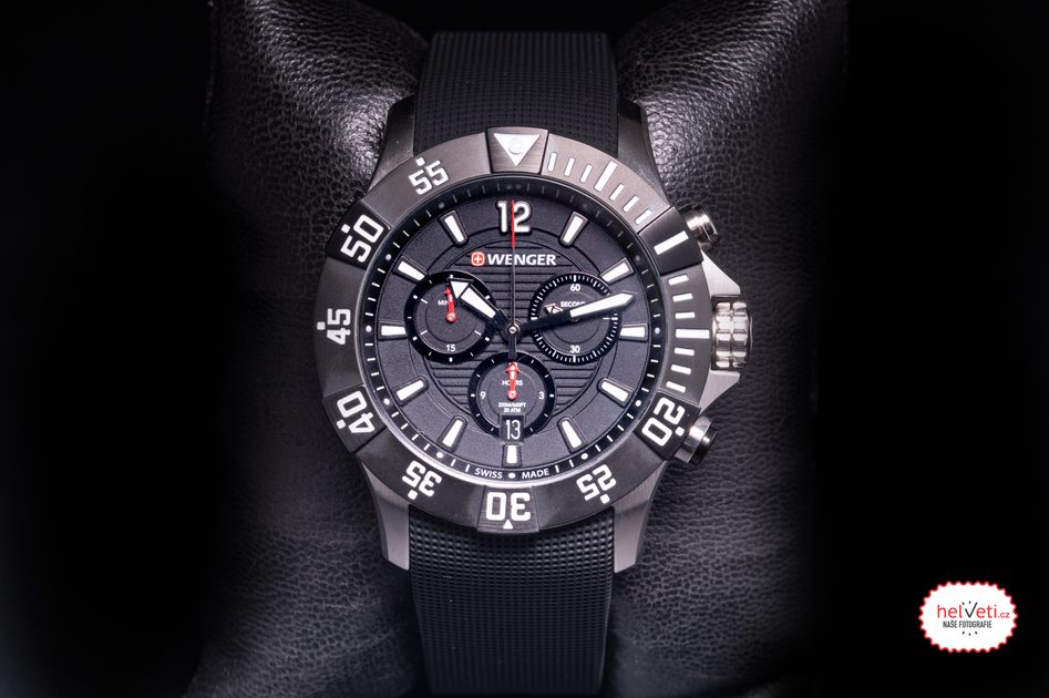 Wenger Seaforce Chrono – Orologio Uomo Al Quarzo, 43mm, Vetro Minerale, Cinturino In Gomma Nero, Impermeabile 200m, Garanzia 3 Anni