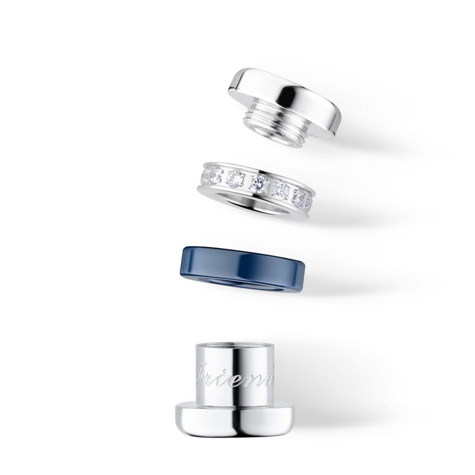 BERING Damen Charm 'Friends4Ever' – Silberfarben, Mit Zirkonia & Gravur
