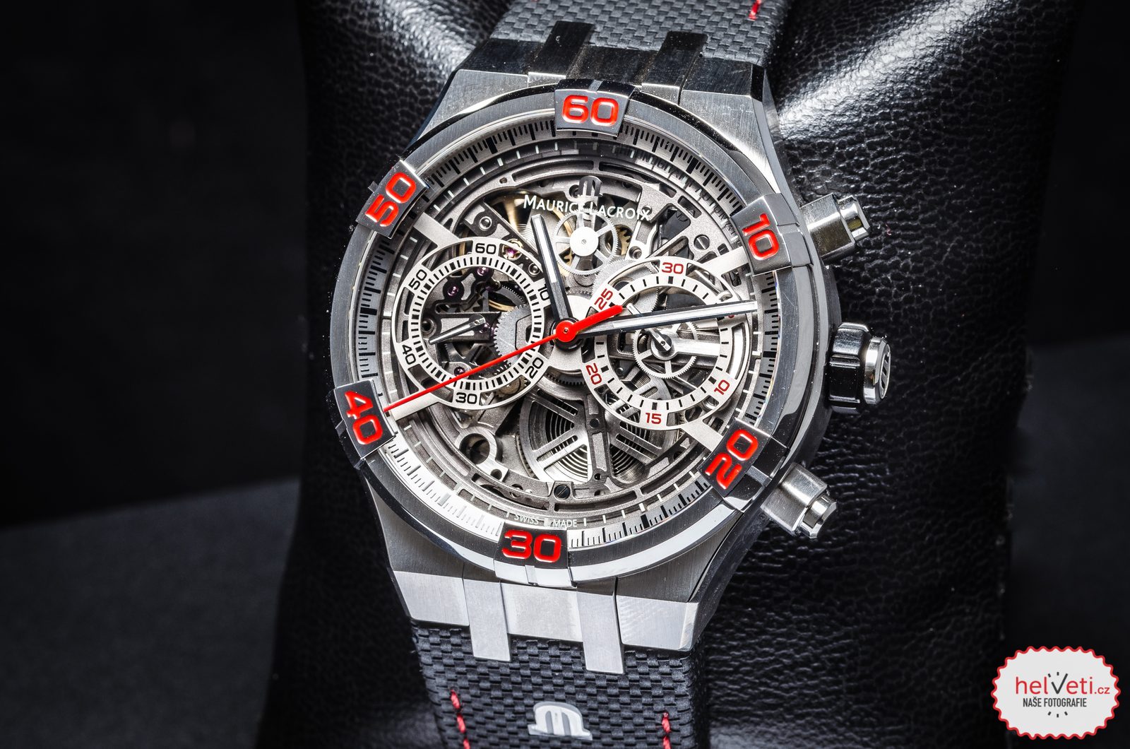 Maurice Lacroix Aikon Chronograph Special Edition Mahindra Racing Silver Dial Grey Rubber Strap Watch for Men - AI1018-TT031-130-2