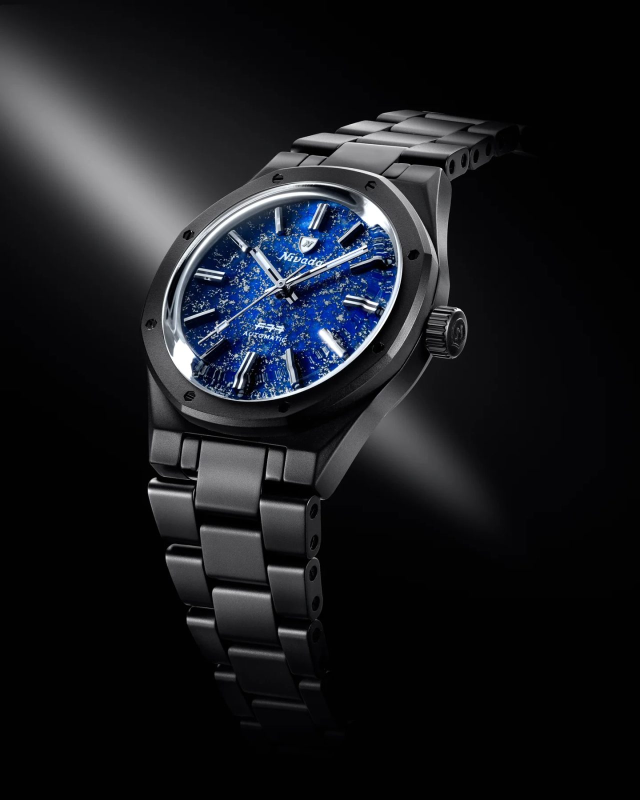 Nivada Grenchen F77 Black Ceramic Lapis Lazuli