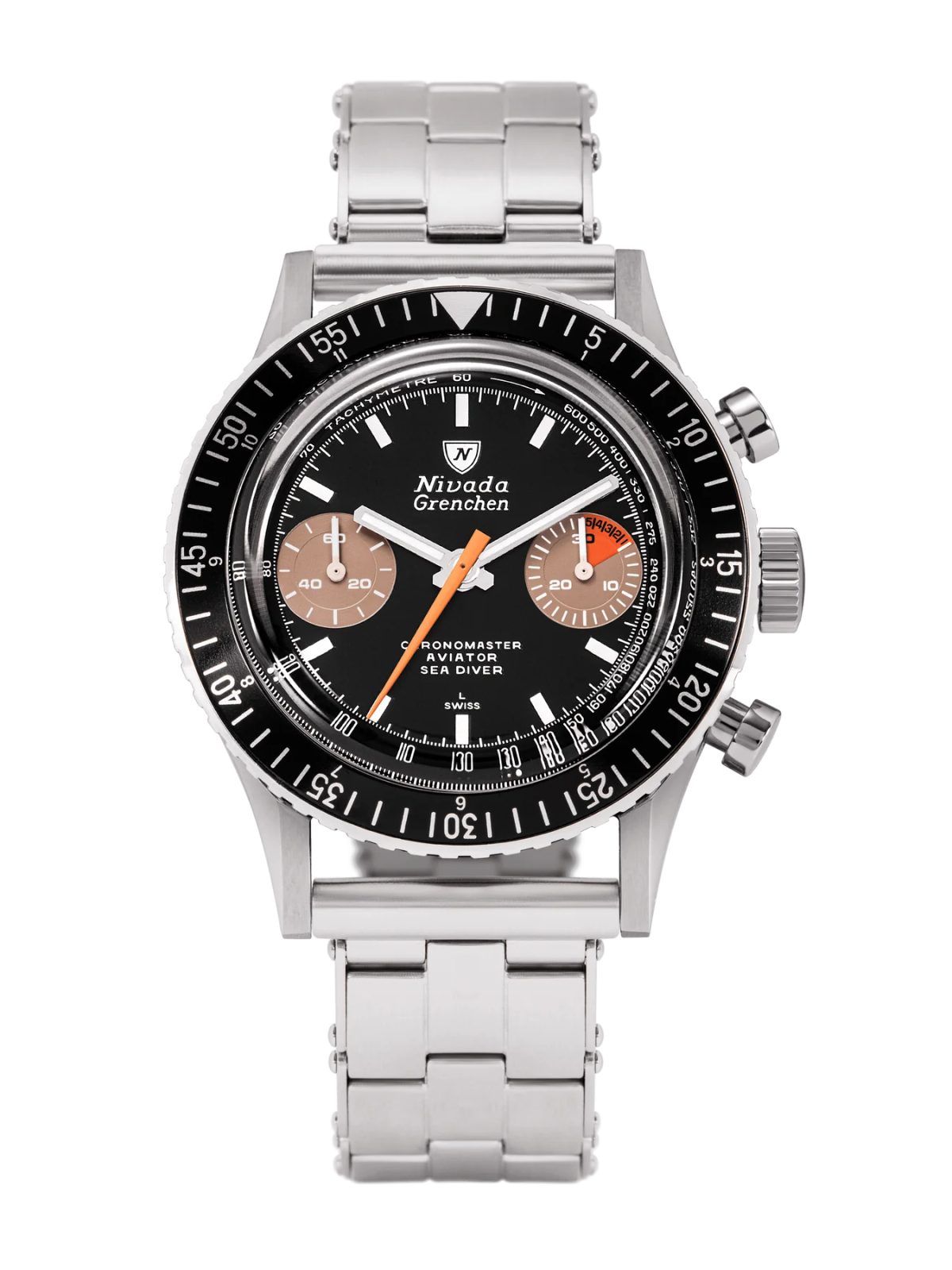 Nivada Grenchen Chronomaster White Orange Boy Inter. Bezel