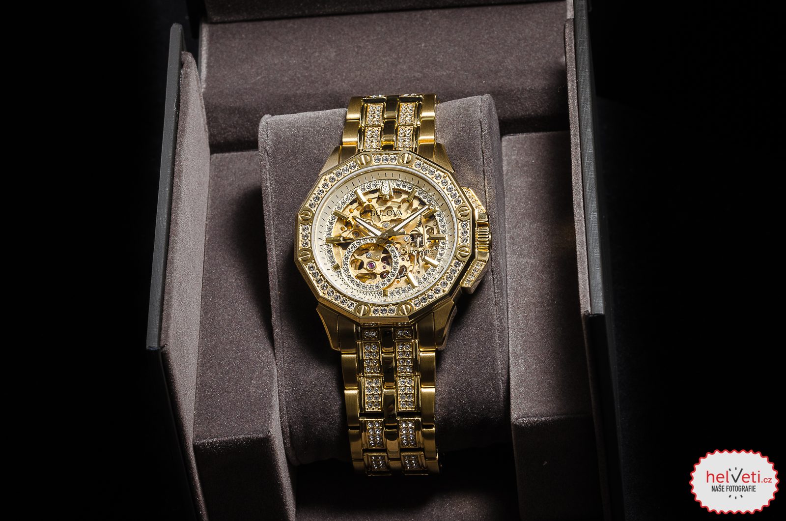 Bulova Orologio Automatico 98A292 | Meccanismo A Carica Automatica Con Quadrante Aperto E 251 Cristalli, Cassa Dorata 42 Mm, Regalo Di Lusso