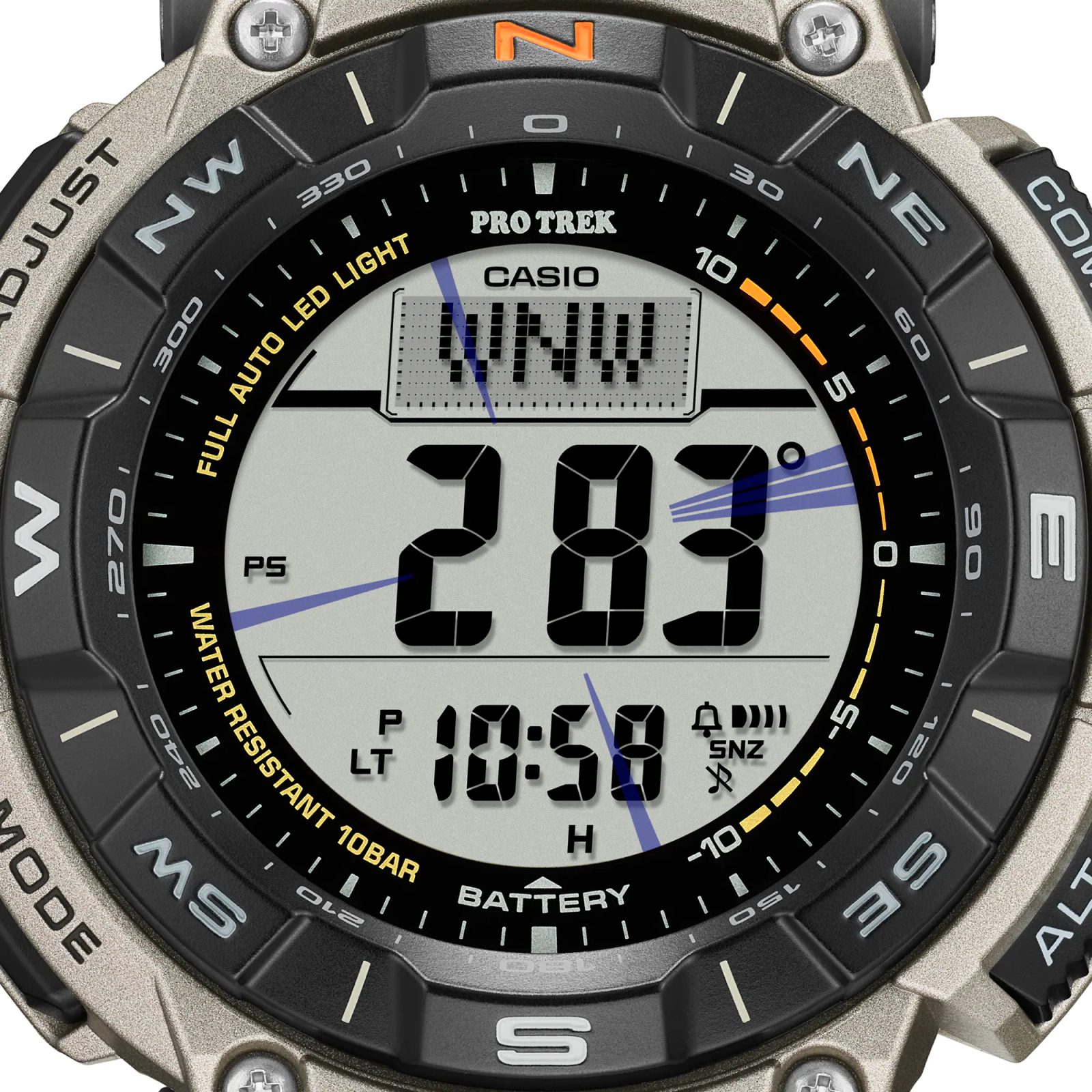 Casio PRG-340T-7ER - Orologio Da Aviatore Al Quarzo, Cinturino In Titanio, Digitale Nero