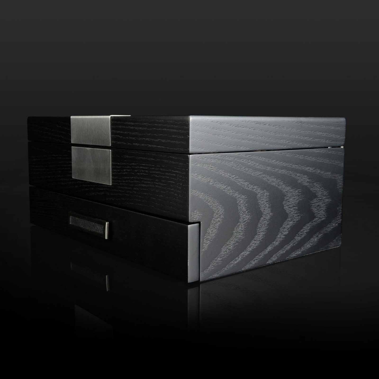 Boîte à Montres Monteray En Frêne Noir - 10 Places, Compartiment à Bijoux | Dimensions 31.5x21x14 Cm, Coussins Larges 70x40 Mm - 6