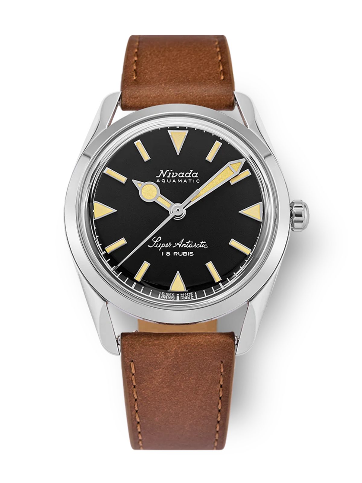 Nivada Grenchen Super Antarctic 35 mm Black Beige Luminova