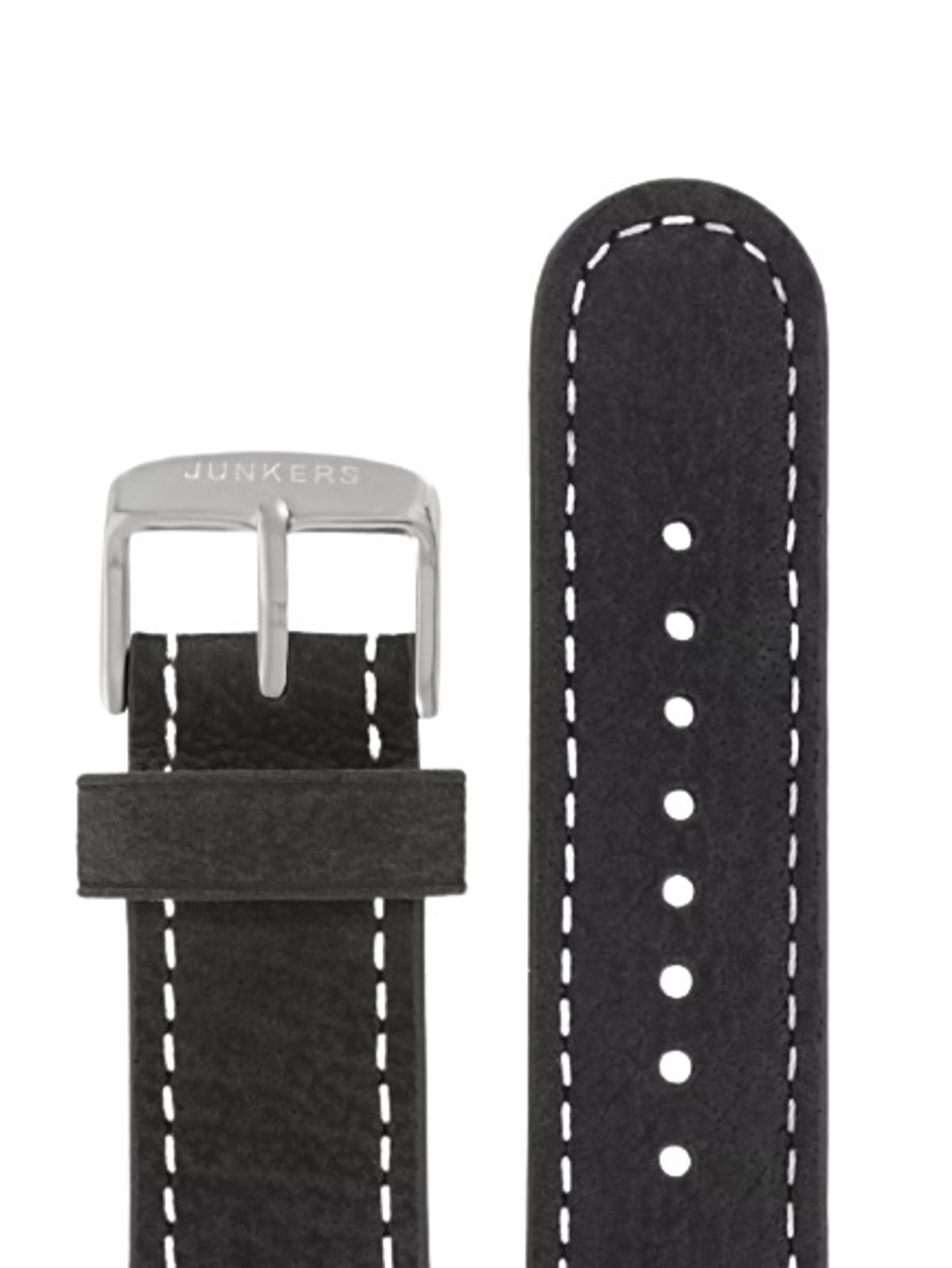 Leather strap Junkers 22mm black two rivets Helveti.eu