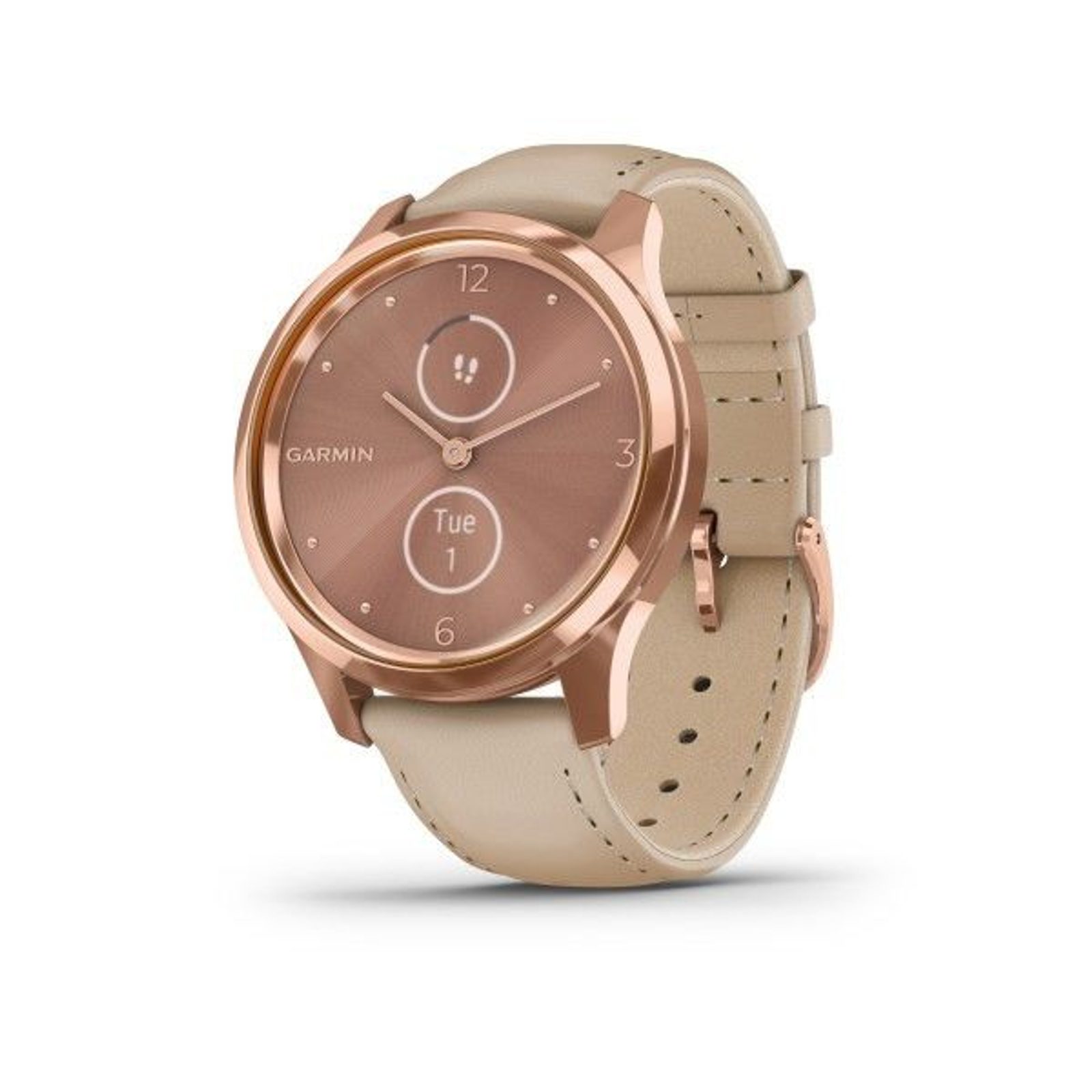 Garmin Vívomove Luxe, 18K RoseGold/SandLeather Band 010-02241-21