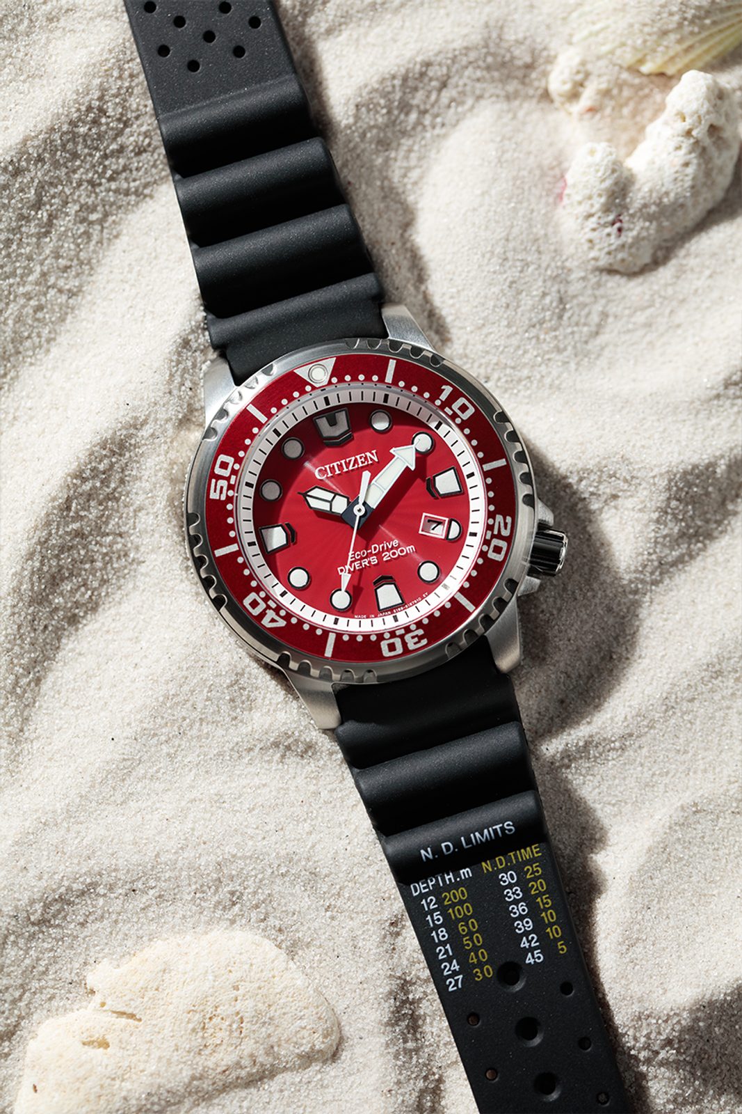 Citizen Promaster Diver's Eco-Drive BN0159-15X – Orologio Subacqueo Uomo 200m, Quadrante Rosso, Cinturino In Gomma - 2