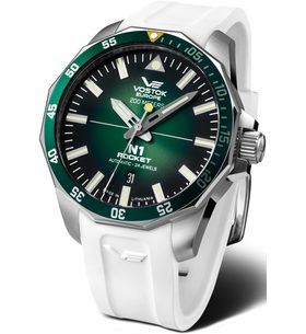 VOSTOK EUROPE N-1 ROCKET AUTOMATIC LINE NH35-225A710 - BÍLÝ GUMOVÝ ŘEMÍNEK - ROCKET N-1 - ZNAČKY