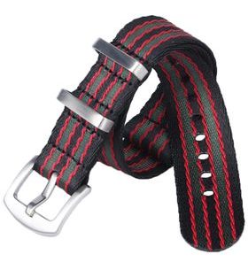 STRAP NATO SPORTS STRIPES, BLACK-RED-GREEN 22 MM - STRAPS - ACCESSORIES