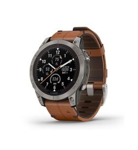 Garmin Fénix 7 Pro Solar Sapphire Titanium Brown Leather 010-02777-30 > Man  Watches