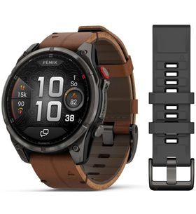 GARMIN FĒNIX® 8 PRO – 47 MM, AMOLED SAPPHIRE, CARBON GREY DLC TITANIUM S CHESTNUT KOŽENÝM ŘEMÍNKEM 010-03198-40 - FENIX 8 PRO 47MM - ZNAČKY