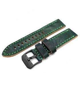 VOSTOK EUROPE LEATHER STRAP FOR ALMAZ 6S11-320C261 - GREEN/BLACK BUCKLE - STRAPS - ACCESSORIES