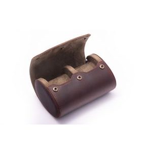 KOŽENÉ CESTOVNÍ POUZDRO HELVETI (PRO 2 HODINKY - TMAVĚ HNĚDÉ) - BOXY NA HODINKY - OSTATNÍ