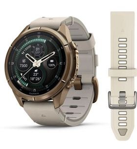 GARMIN FENIX® 9 PRO INREACH - 43 MM, AUTUMN GOLD TITANIUM S KOŽENÝM ŘEMÍNKEM BONE 010-04335-41 - FENIX 9 PRO INREACH - ZNAČKY