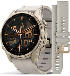 GARMIN FENIX® 8 – 43 MM, AMOLED SAPPHIRE, SOFT GOLD / LIMESTONE WITH LEATHER STRAP 010-02903-40 - FENIX 8 43MM - BRANDS