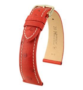 ŘEMÍNEK HIRSCH MASSAI OSTRICH 1 - ČERVENÝ, KONTRAST - STRAPS - ACCESSORIES