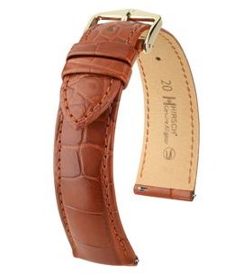 ŘEMÍNEK HIRSCH GENUINE ALLIGATOR - ZLATOHNĚDÝ, MAT - ŘEMÍNKY - OSTATNÍ