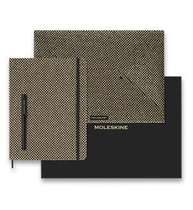 DÁRKOVÁ SADA DIÁŘ MOLESKINE UNI HOLIDAY SHINE GOLD XL A PLNICÍ PERO MOLESKINE KAWECO 1206/5789003 - DIÁŘE A ZÁPISNÍKY - OSTATNÍ