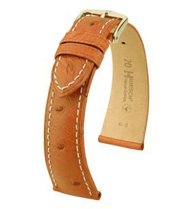 ŘEMÍNEK HIRSCH MASSAI OSTRICH 1 - ZLATOHNĚDÝ, KONTRAST - STRAPS - ACCESSORIES